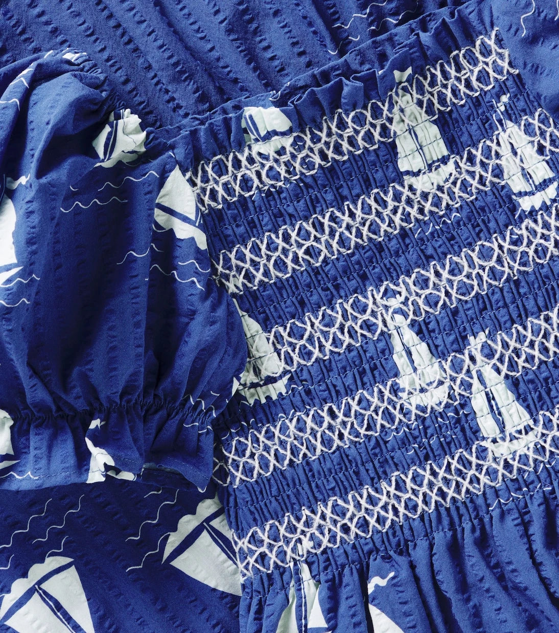 Mini Rodini - Sailing Boats smocked cotton dress