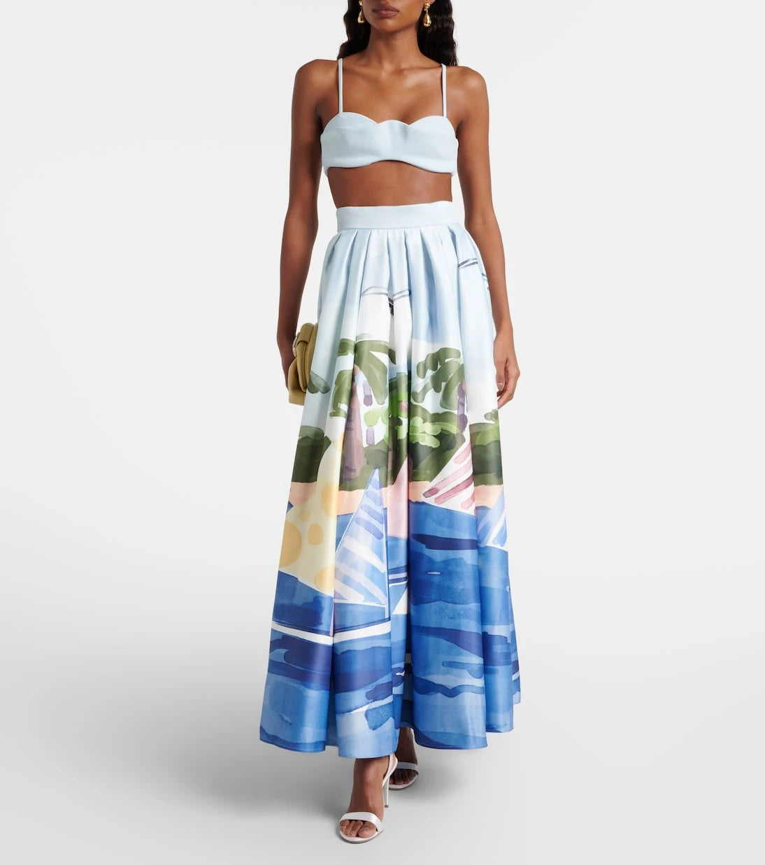 Leo Lin - Printed pleated maxi skirt