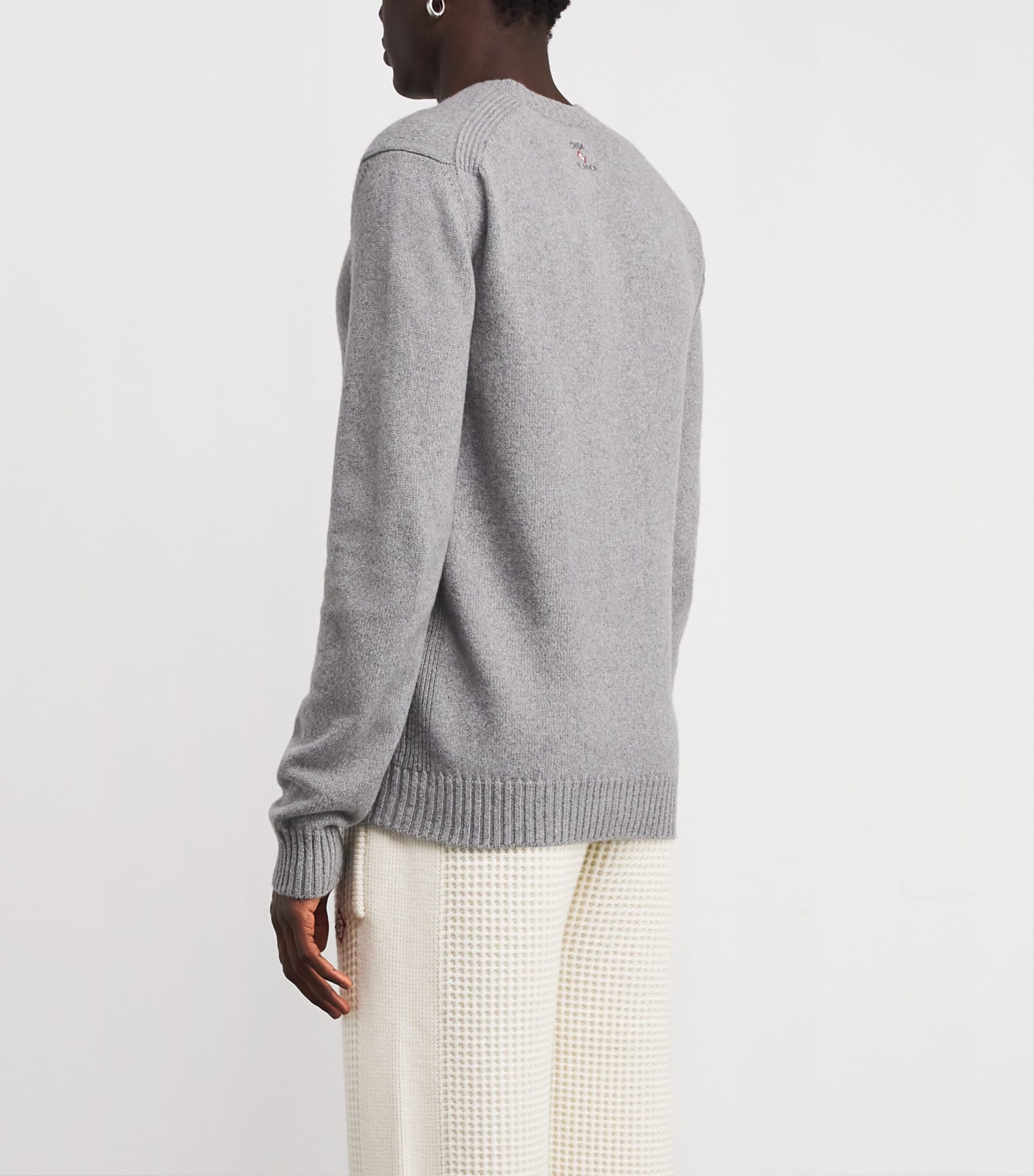 Grey Cashmere Crew-Neck Sweater