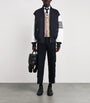 Thom Browne Navy Wool-Leather 4-Bar Oversized Bomber Jacket