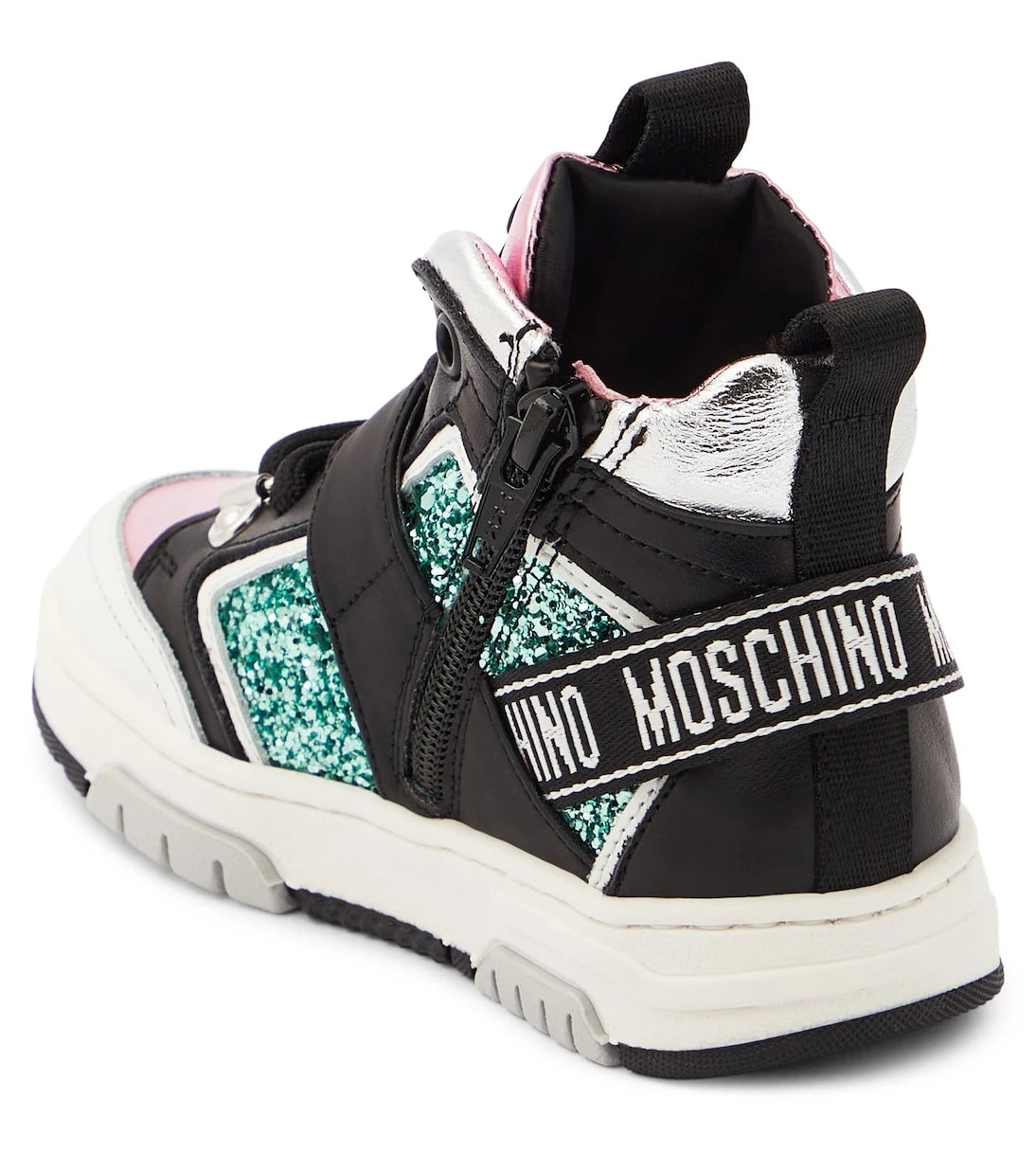Moschino Kids - Logo leather high-top sneakers