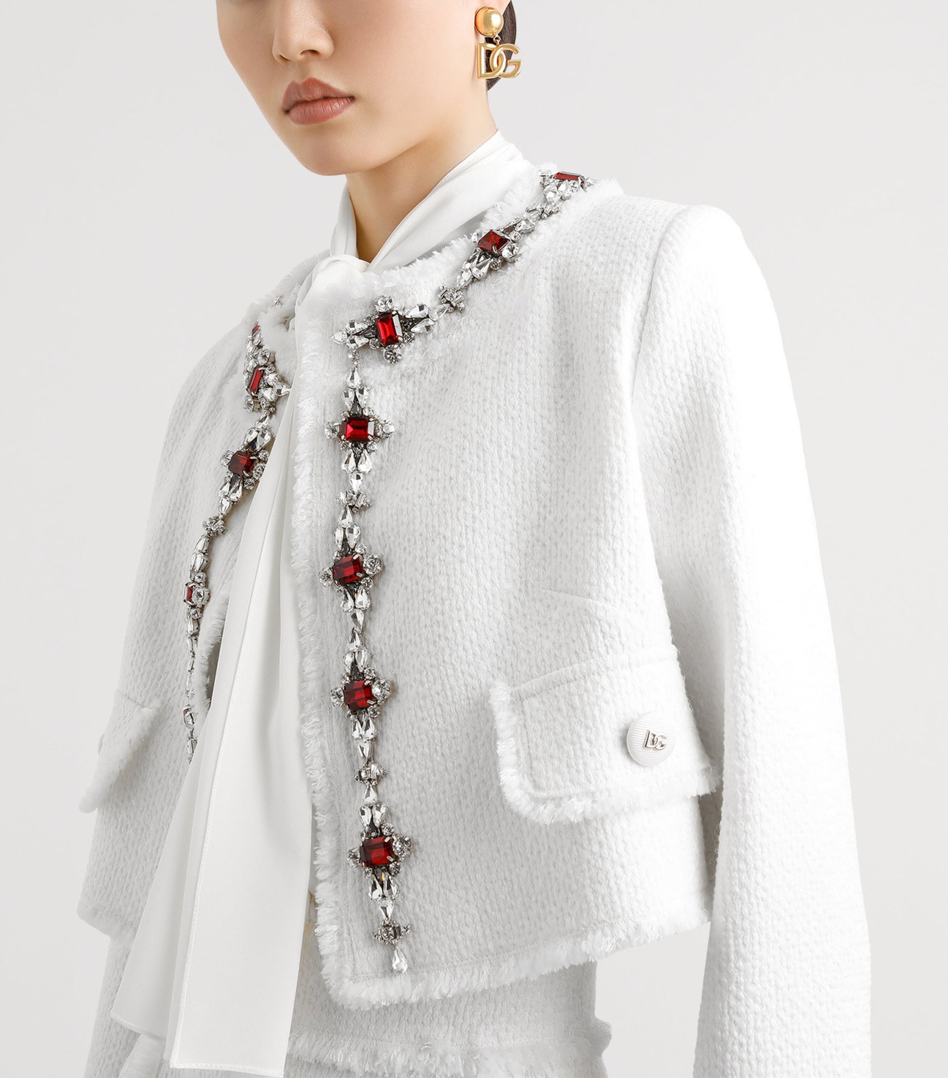 Dolce & Gabbana Multi Tweed Embellished Jacket