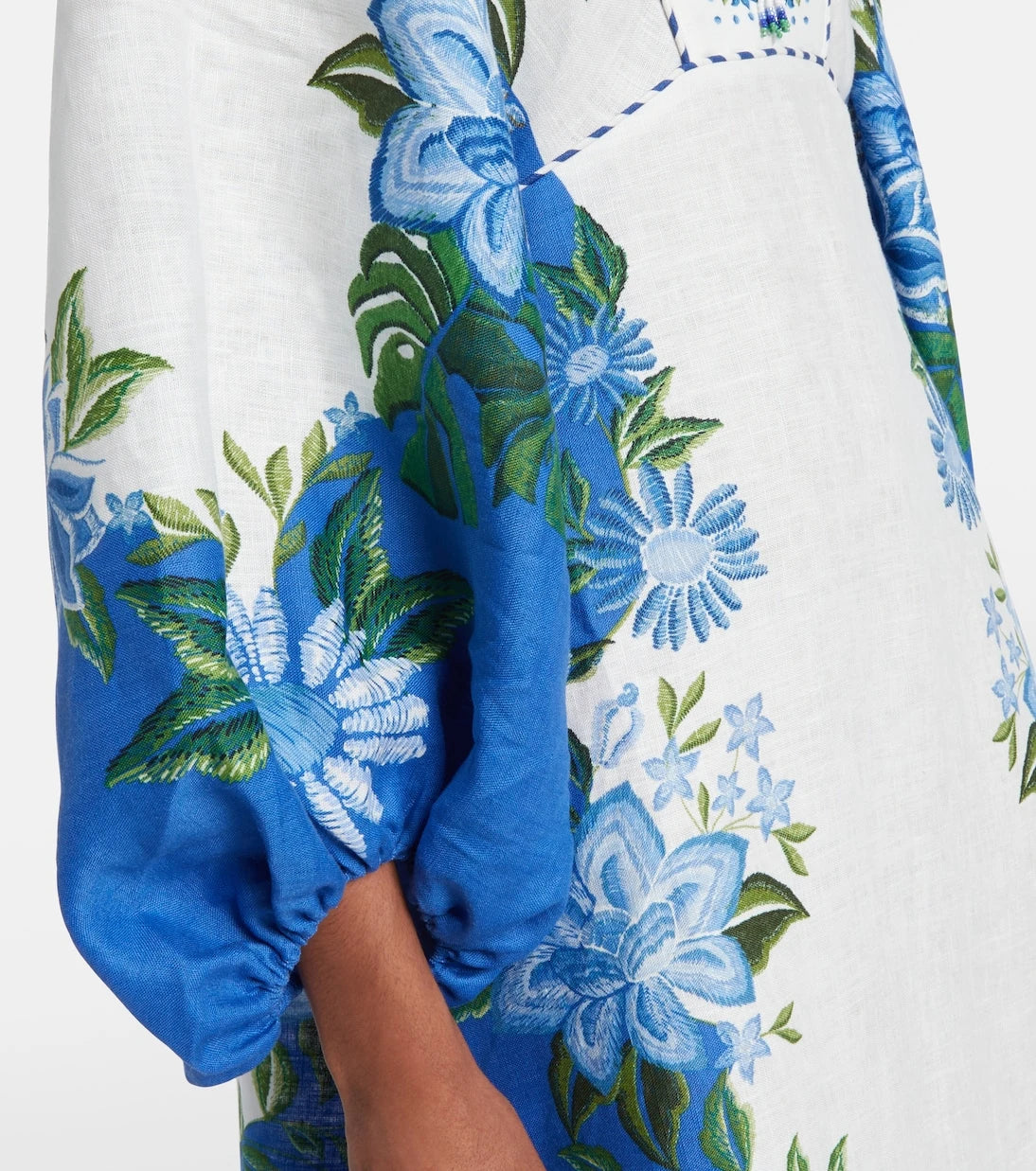 Farm Rio - Printed puff-sleeve linen maxi dress