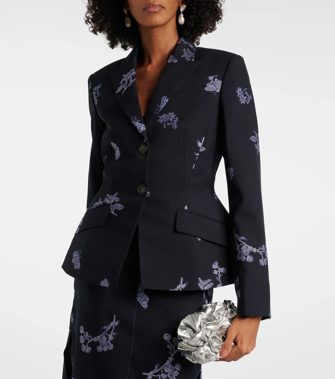 Erdem - Wool and cotton jacquard blazer