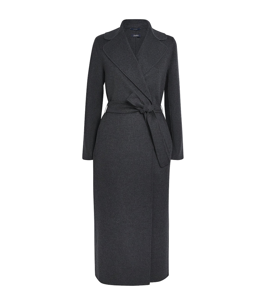 Grey Virgin Wool Wrap Coat