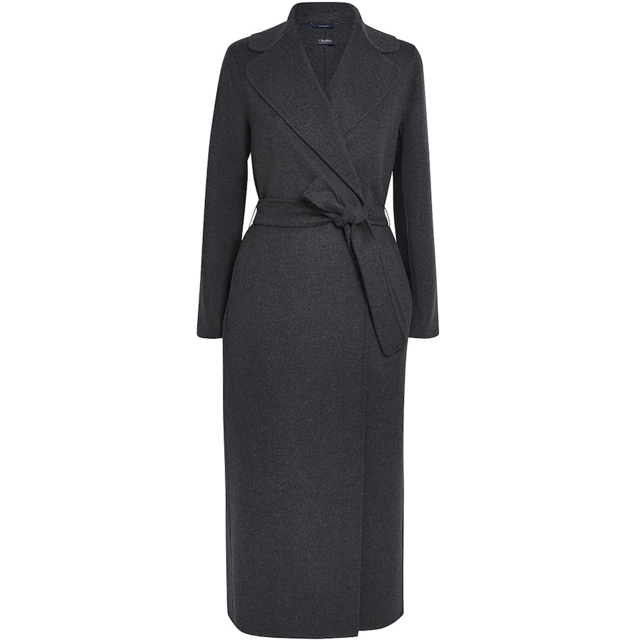 Grey Virgin Wool Wrap Coat