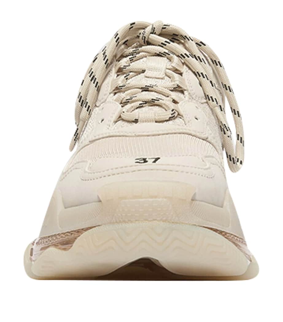 Balenciaga Beige Triple S Clear Sole Sneakers