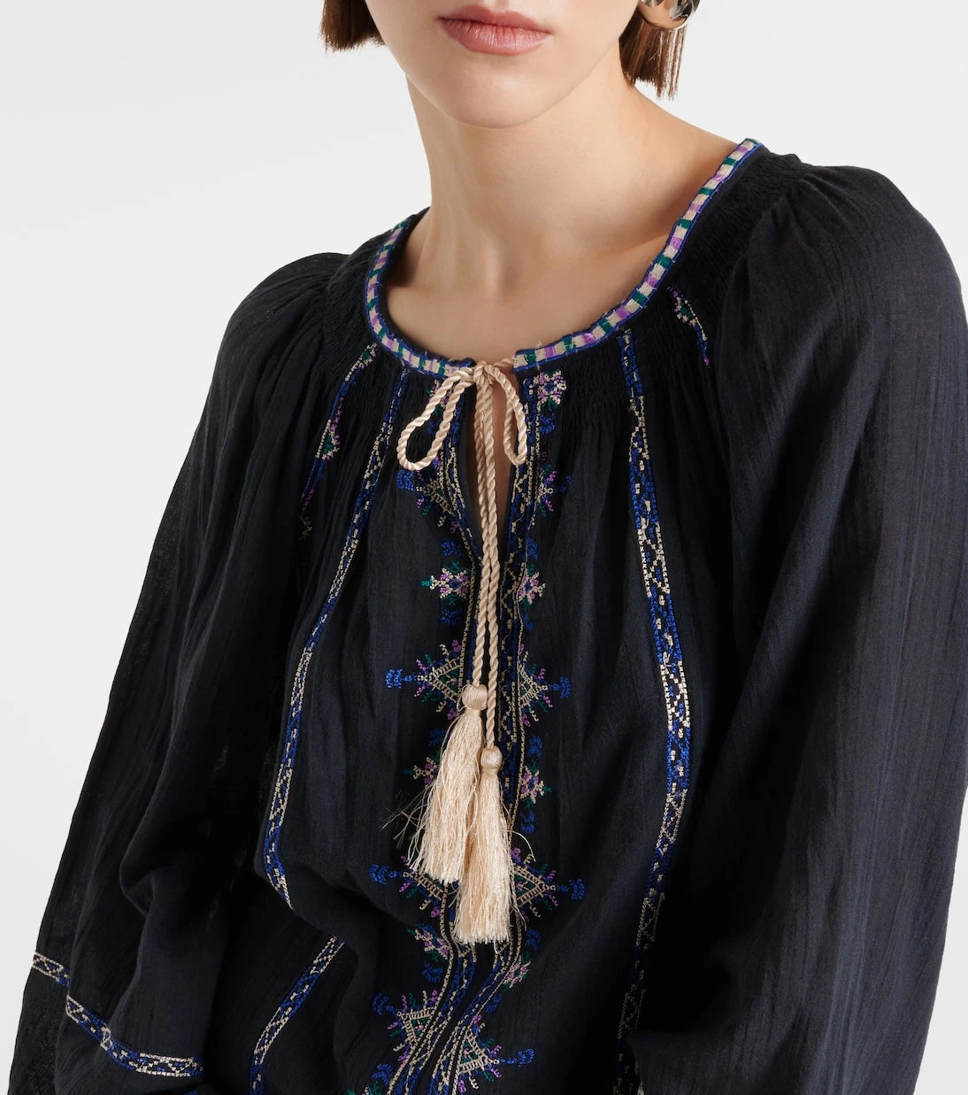 Marant Etoile - Parsley embroidered cotton voile minidress