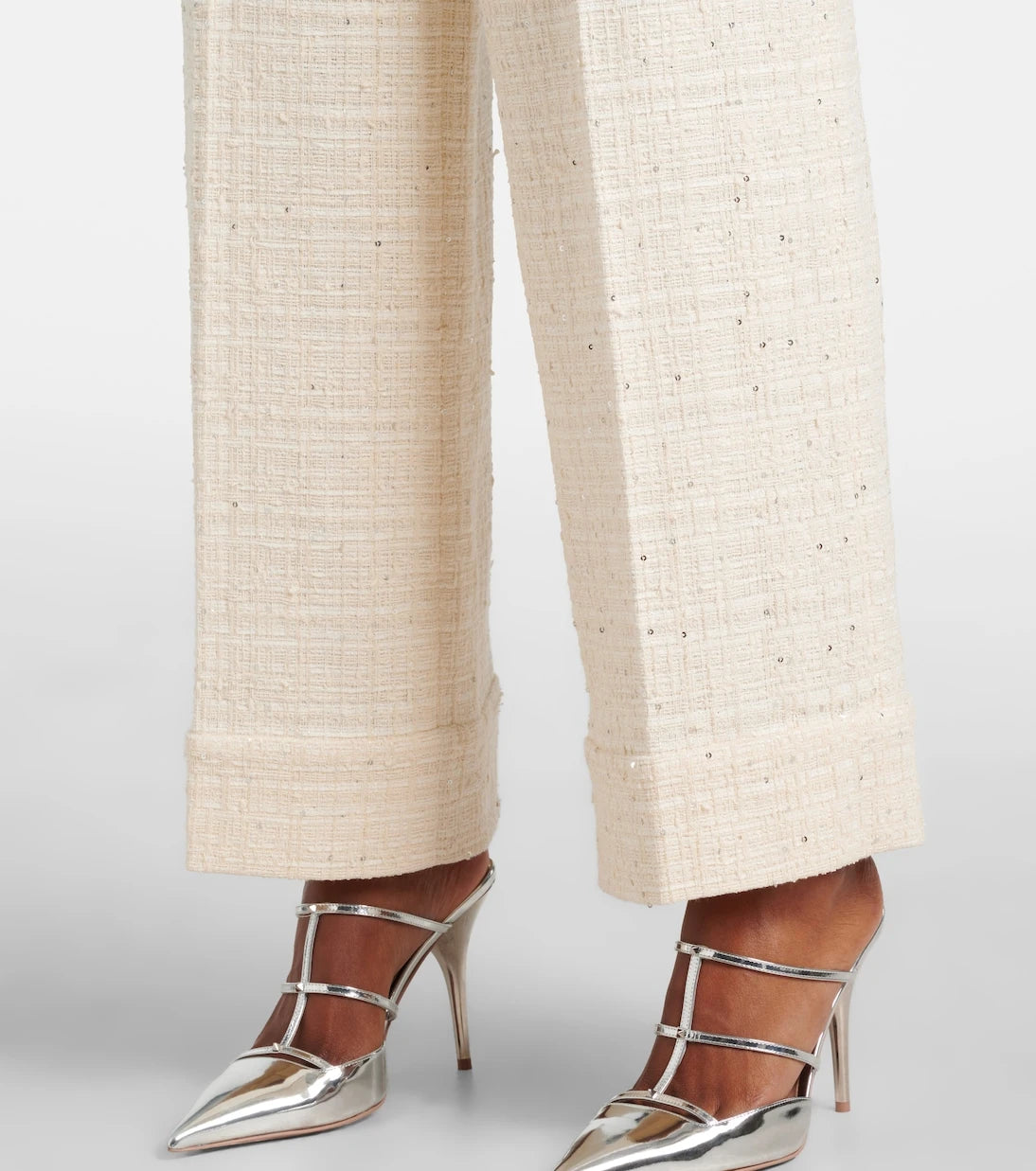 Valentino - Sequined tweed wide-leg pants