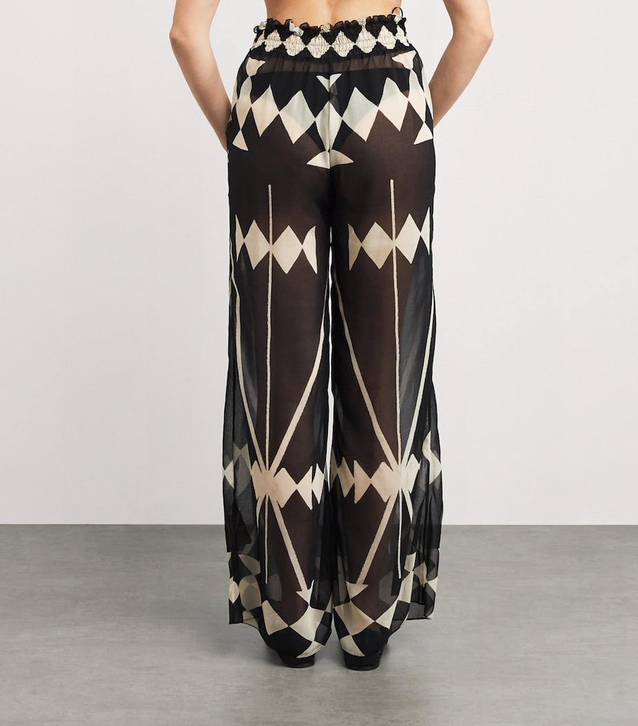 Johanna Ortiz Black Georgette Printed Rapsodia Trousers
