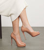 Christian Louboutin Nude Hot Chick Alta Patent Leather Peep Toe Pumps 120