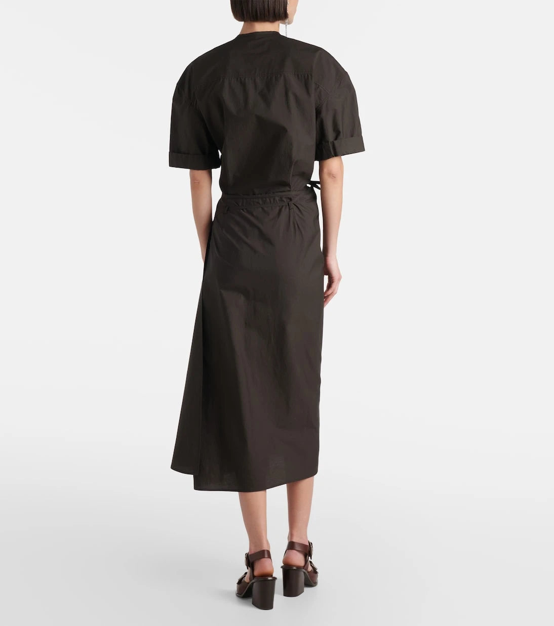 Lemaire - Draped cotton and silk shirt dress