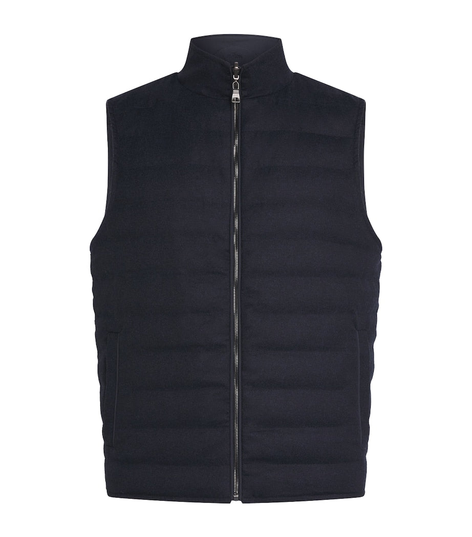Fioroni Cashmere Navy Virgin Wool Reversible Down Gilet