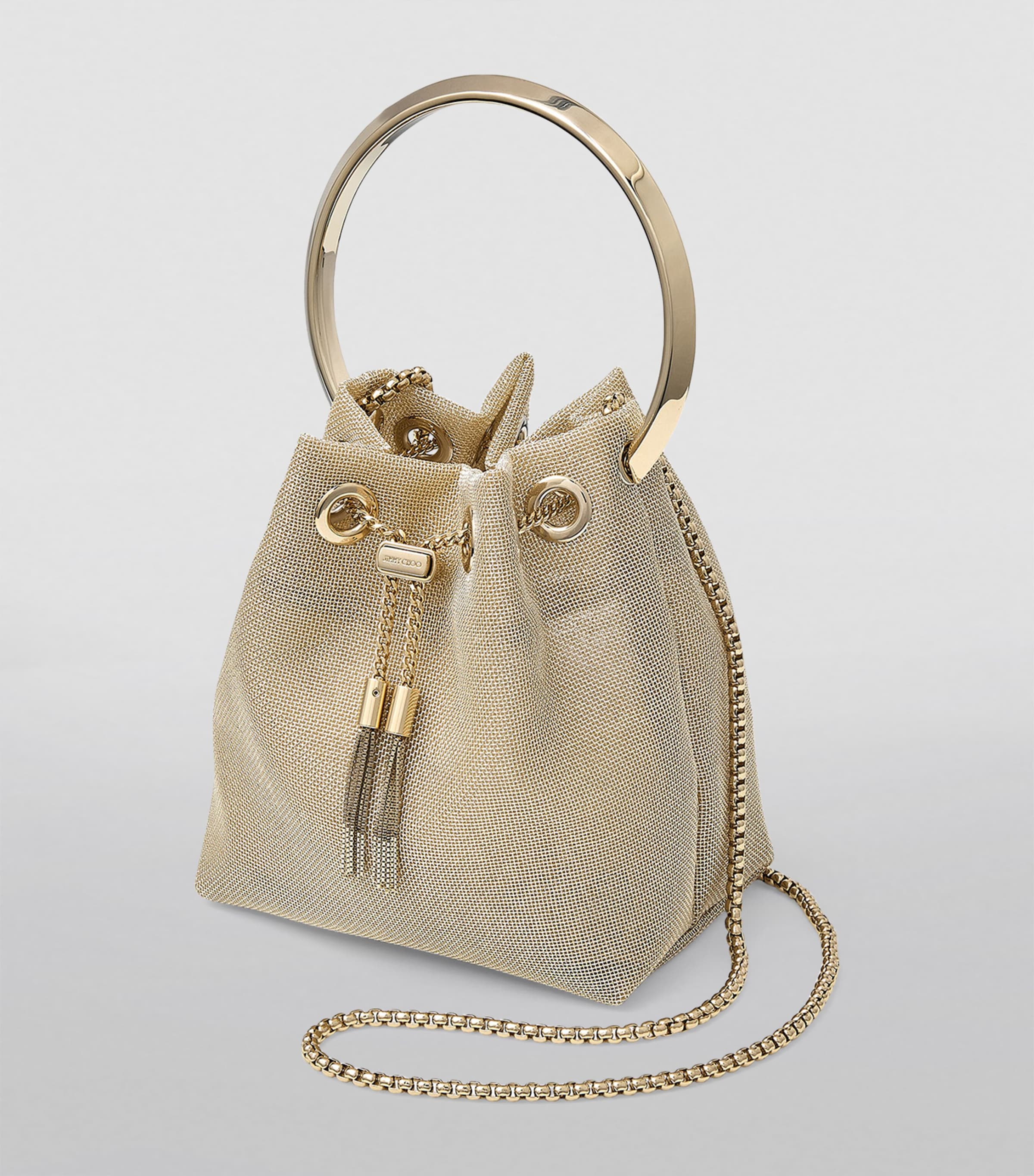 Gold Bon Bon Mesh Top-Handle Bag