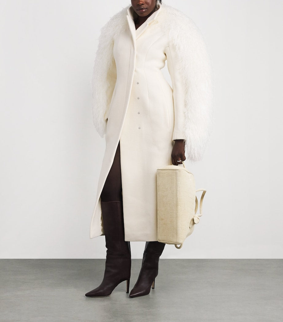 Virgin Wool Boa Coat 110 OFF-WHITE