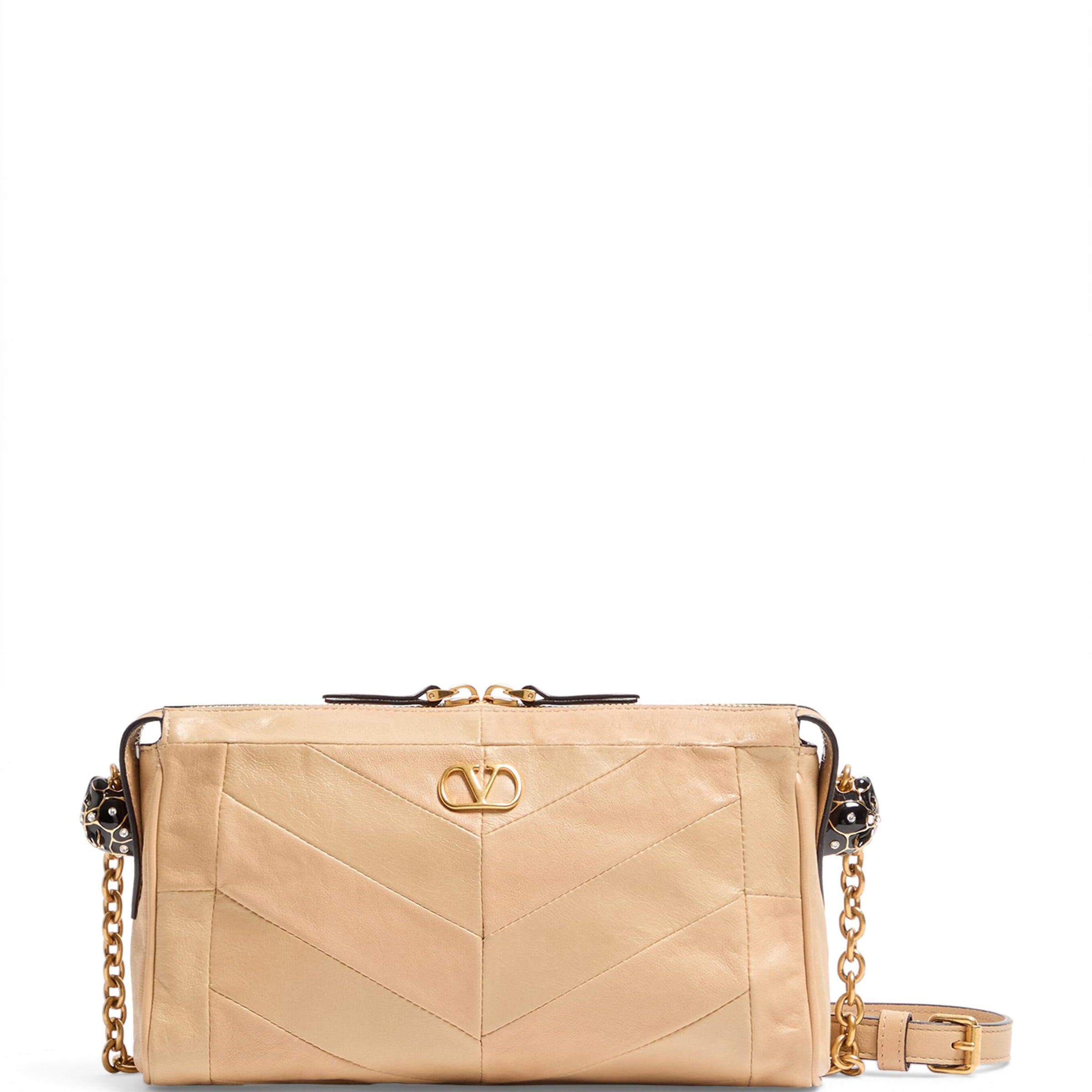 Valentino Garavani Beige Small Lambskin Panthea Shoulder Bag