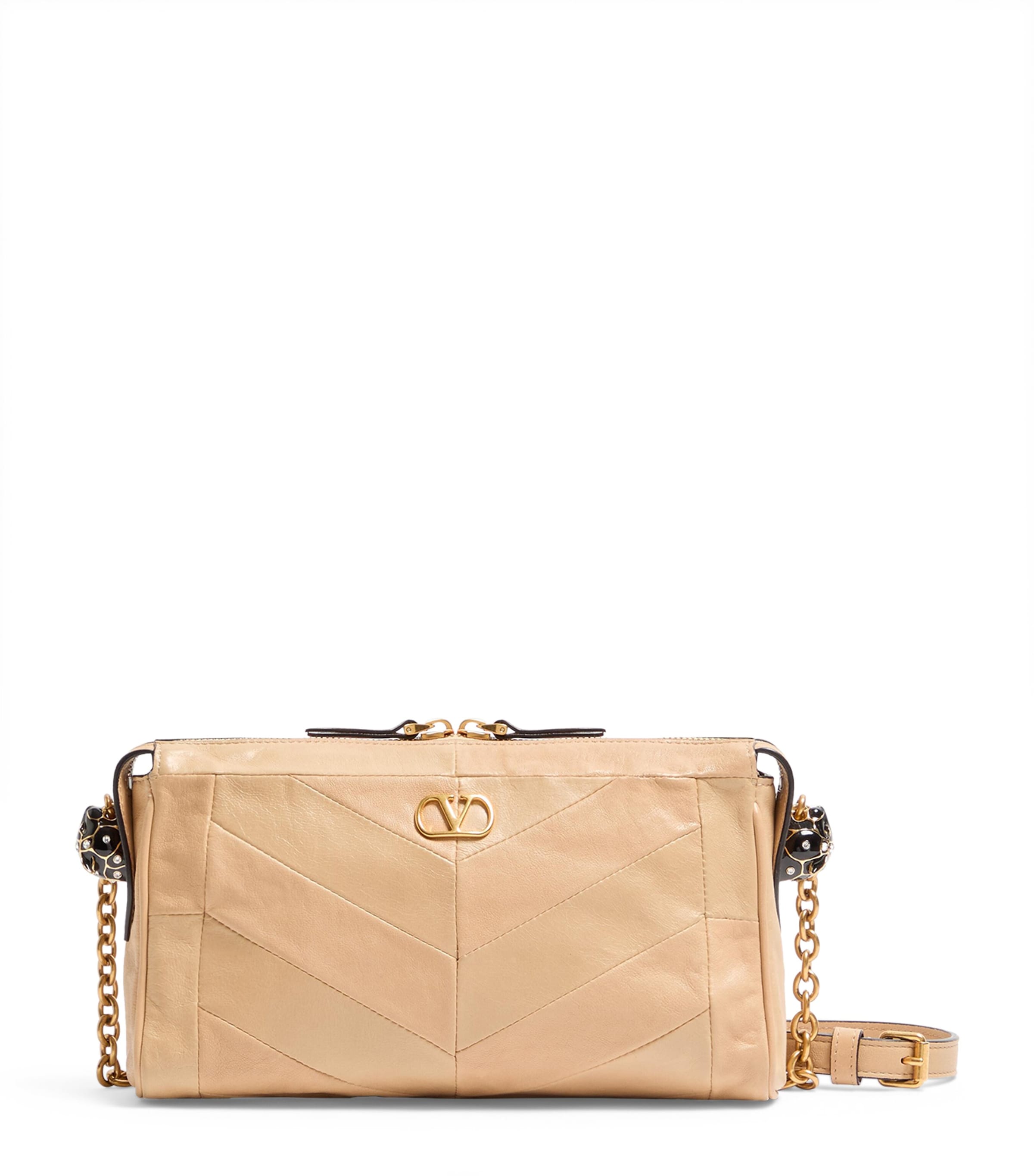 Valentino Garavani Beige Small Lambskin Panthea Shoulder Bag