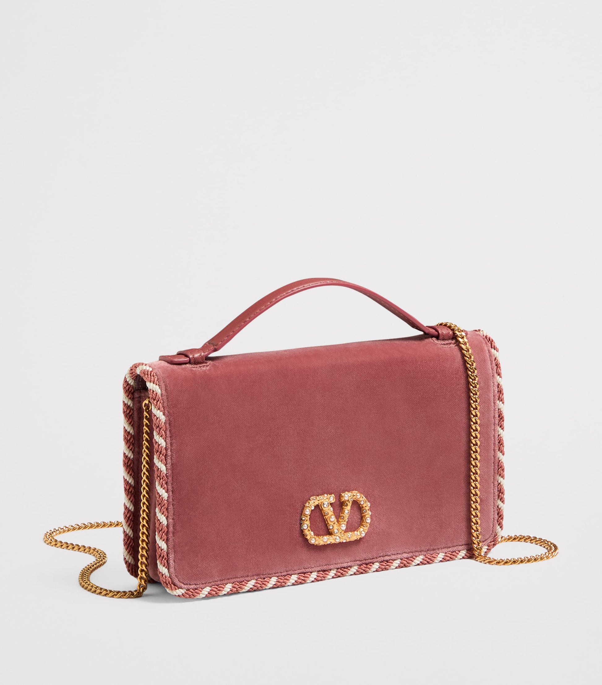 Valentino Garavani Pink VLogo Signature Wallet with Strap
