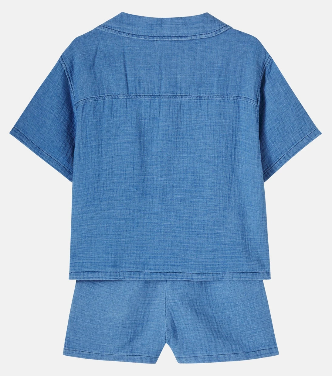 Cozmo - Gale cotton chambray bowling shirt and shorts set