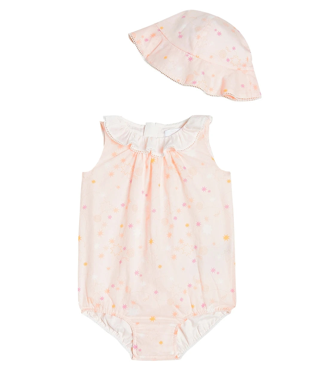 Chloé Kids - Baby cotton playsuit and sunhat set