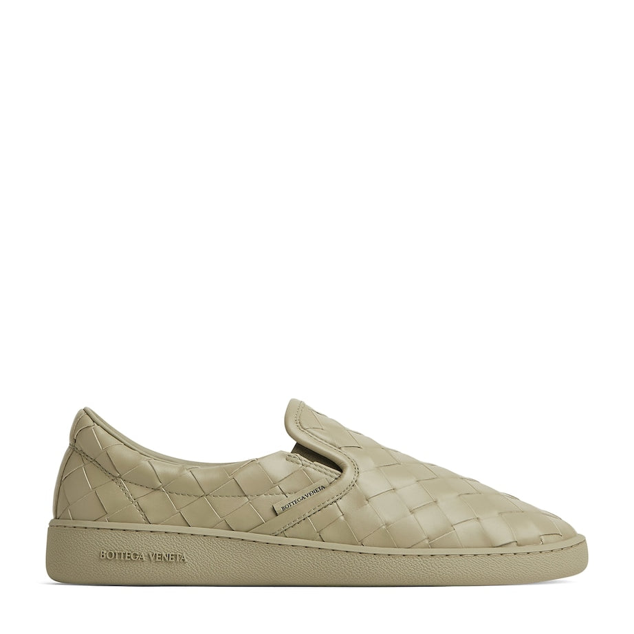 Bottega Veneta Green Leather Intrecciato Sawyer Sneakers