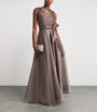 Rivet Organza Embroidered Gown TAUPE