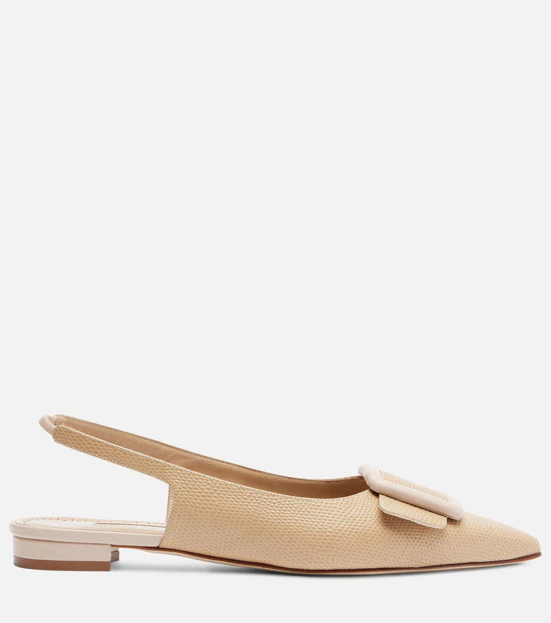 Manolo Blahnik - Maylura croc-effect leather slingback flats