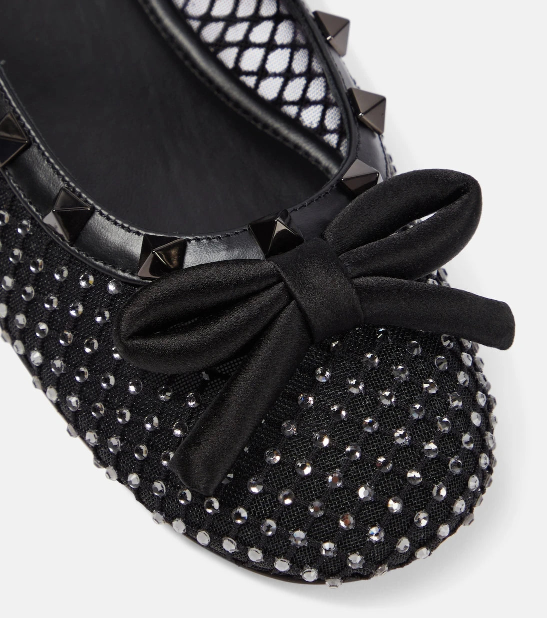 Valentino Garavani - Rockstud embellished mesh ballet flats
