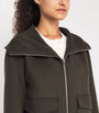 Yves Salomon Beige Wool-Cashmere Fur-Trim Jacket