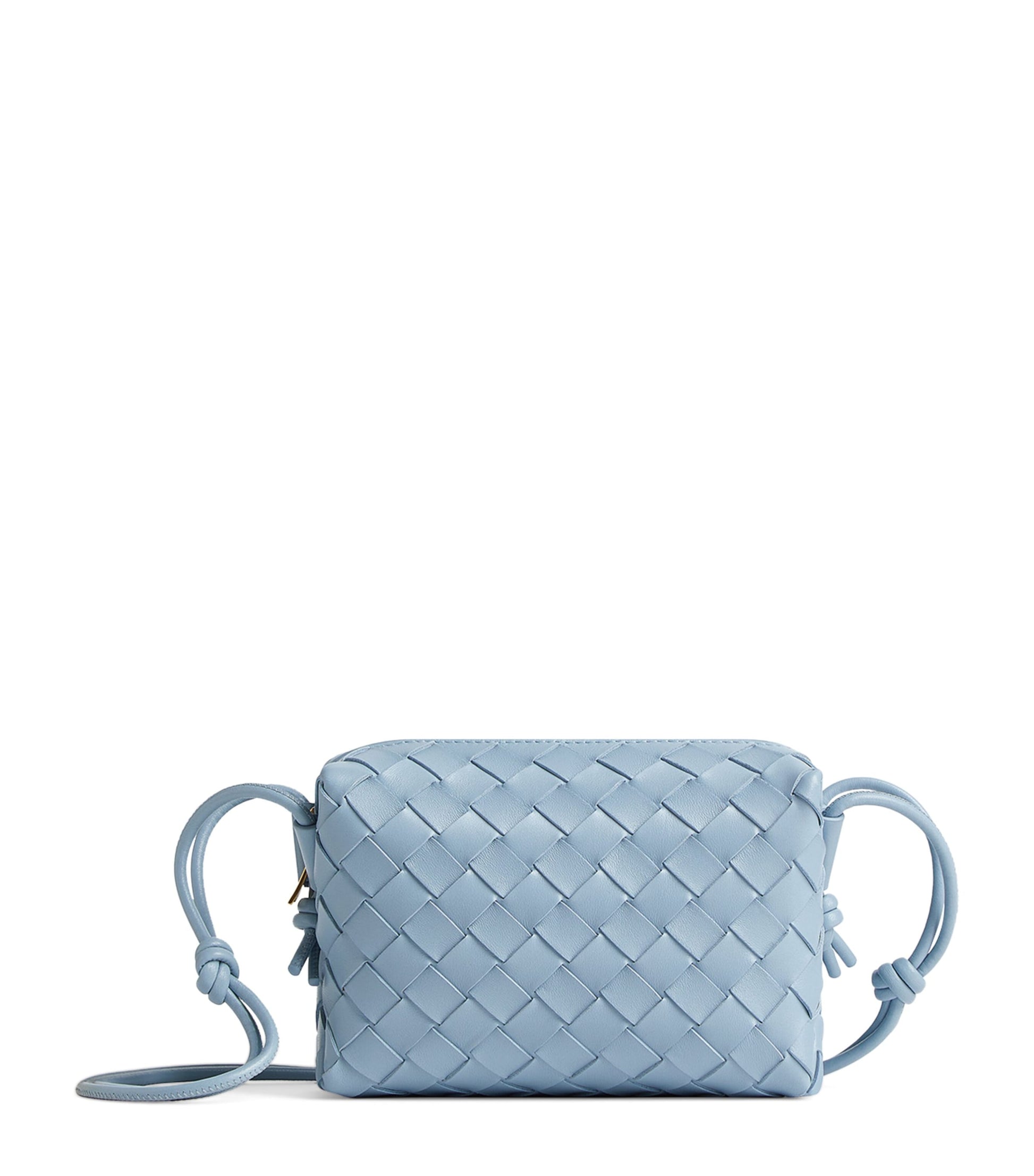 Bottega Veneta Grey Mini Leather Intrecciato Loop Cross-Body Bag