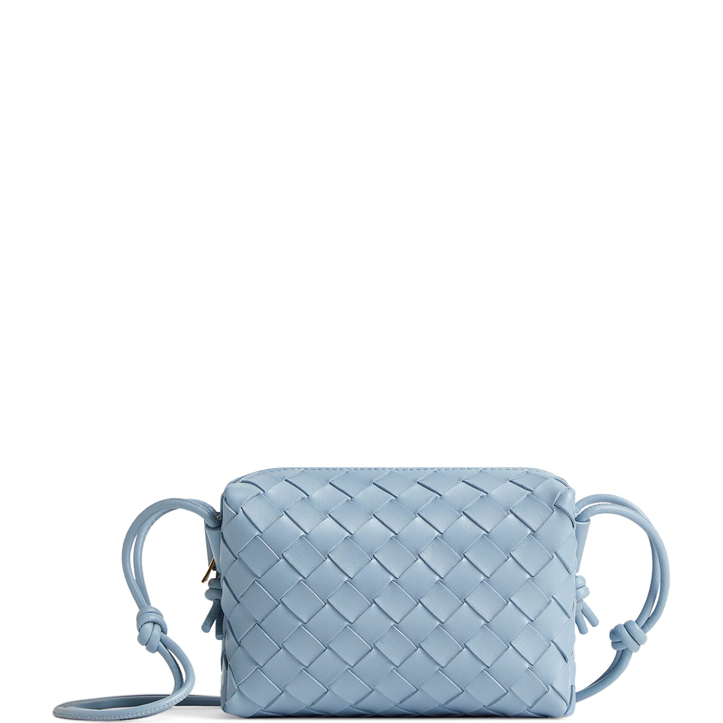 Bottega Veneta Grey Mini Leather Intrecciato Loop Cross-Body Bag