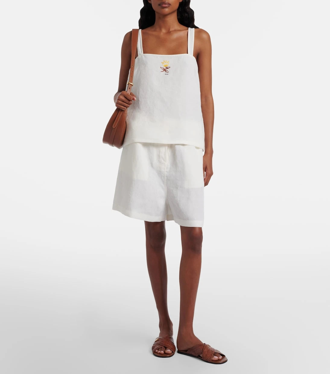 Prada - Embroidered linen top