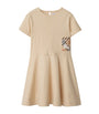 Burberry Kids Beige Cotton Check Label Dress (3-12 Years)