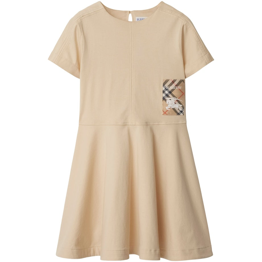 Burberry Kids Beige Cotton Check Label Dress (3-12 Years)