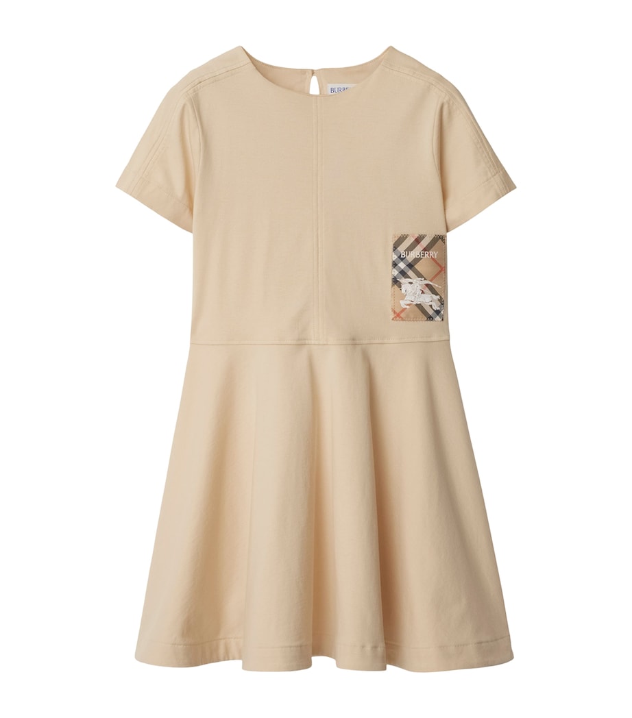 Burberry Kids Beige Cotton Check Label Dress (3-12 Years)