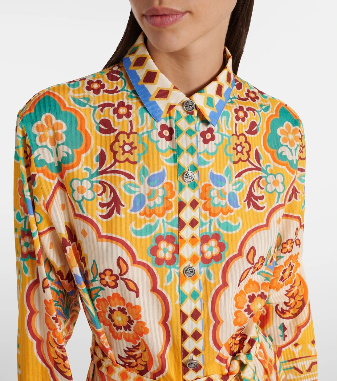 Etro - Printed cotton and silk midi dress