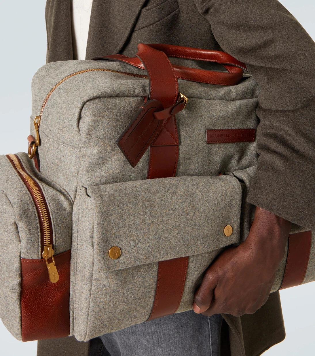 Brunello Cucinelli - Leather-trimmed duffel bag