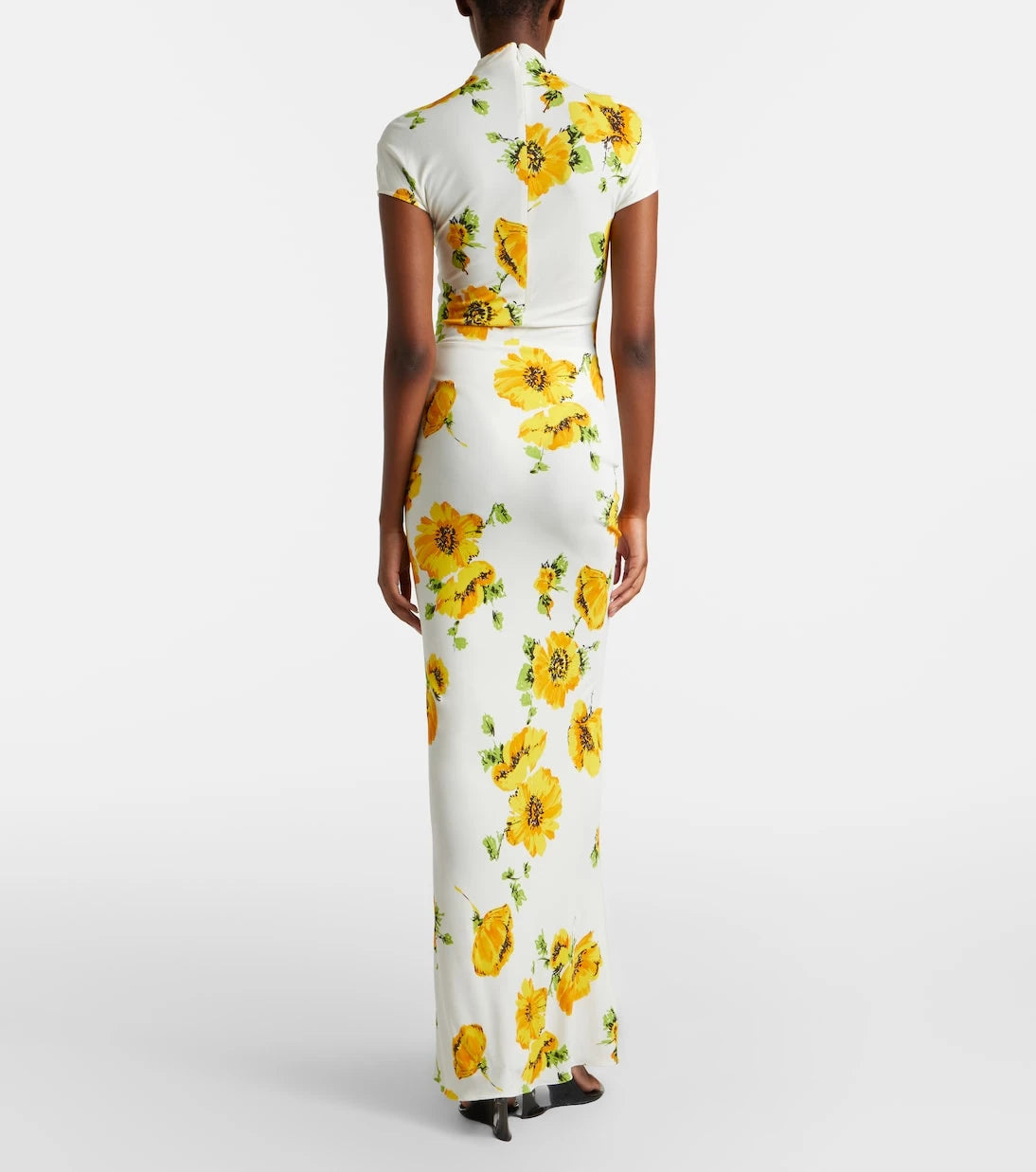 Alaïa - Floral ruched jersey maxi dress