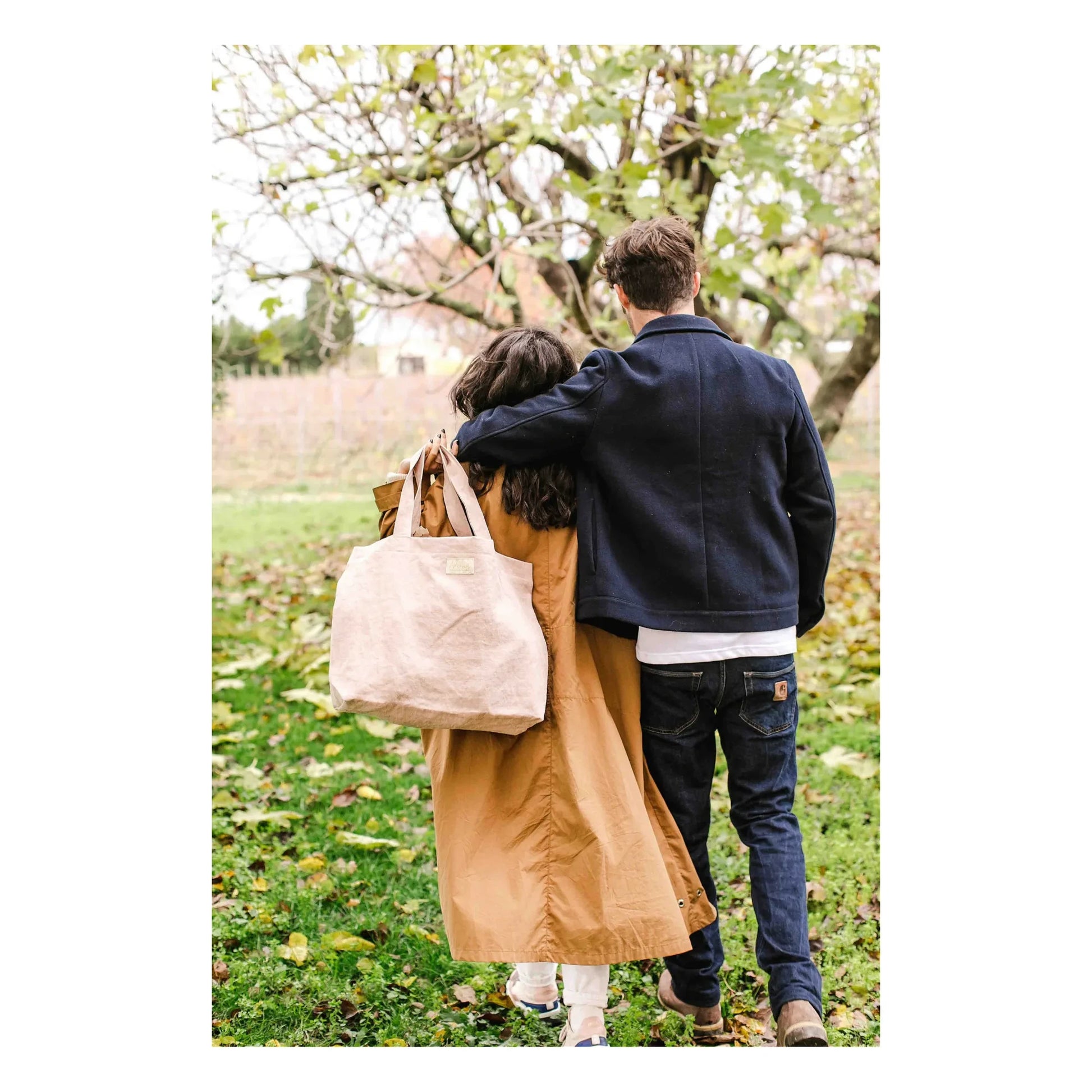 Adorna - Emma Linen tote bag | Powder pink