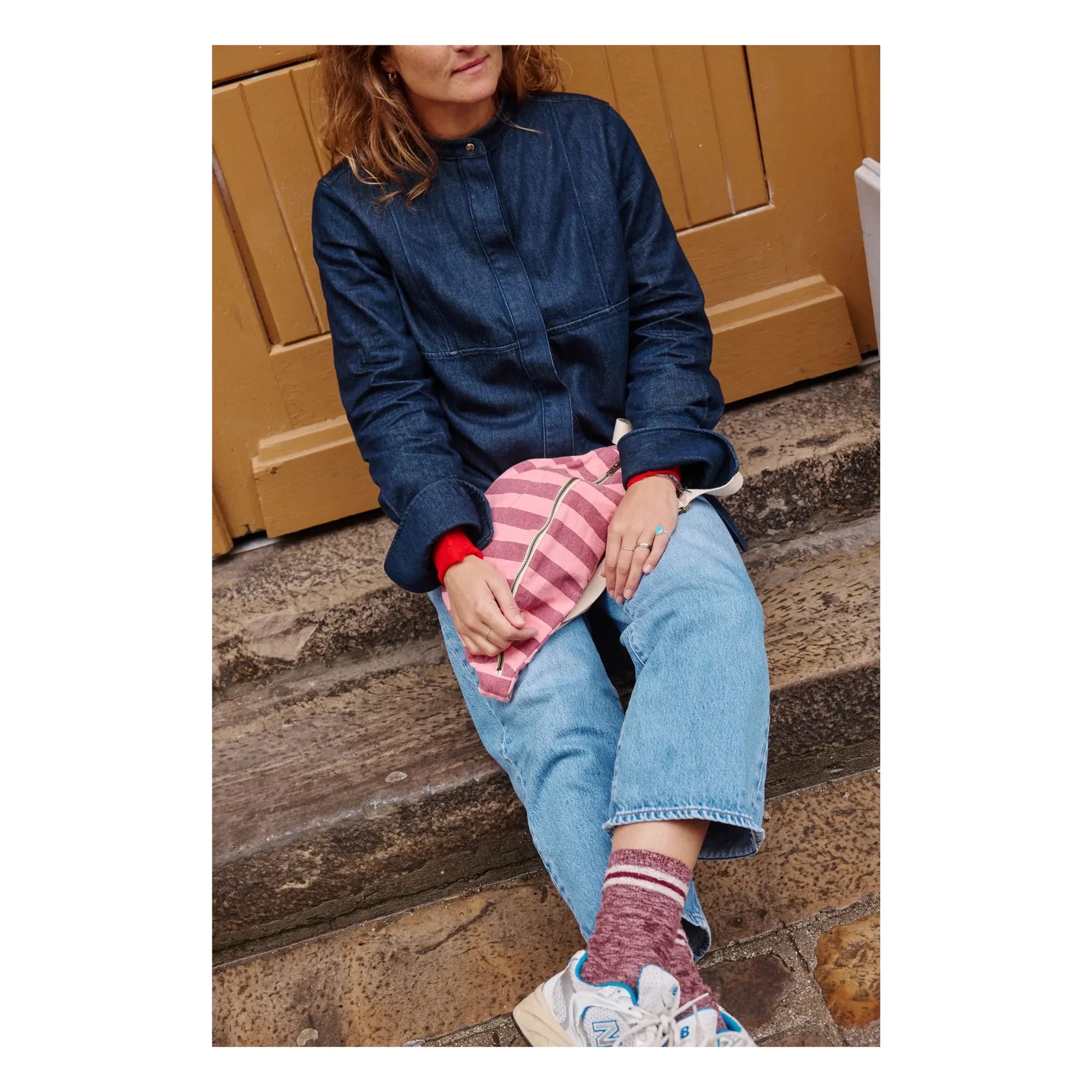 Rose in April - Striped fanny pack | Pink