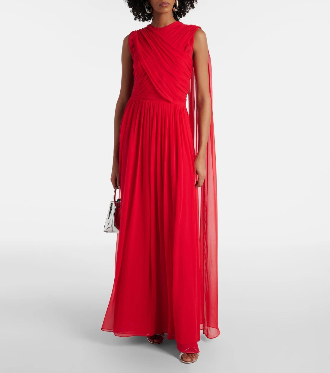 Costarellos - Seva gathered silk georgette gown