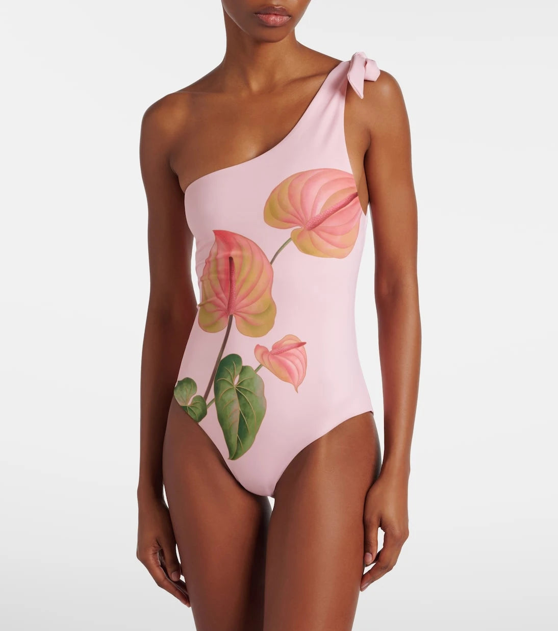 Farm Rio - Anturium one-shoulder swimsuit