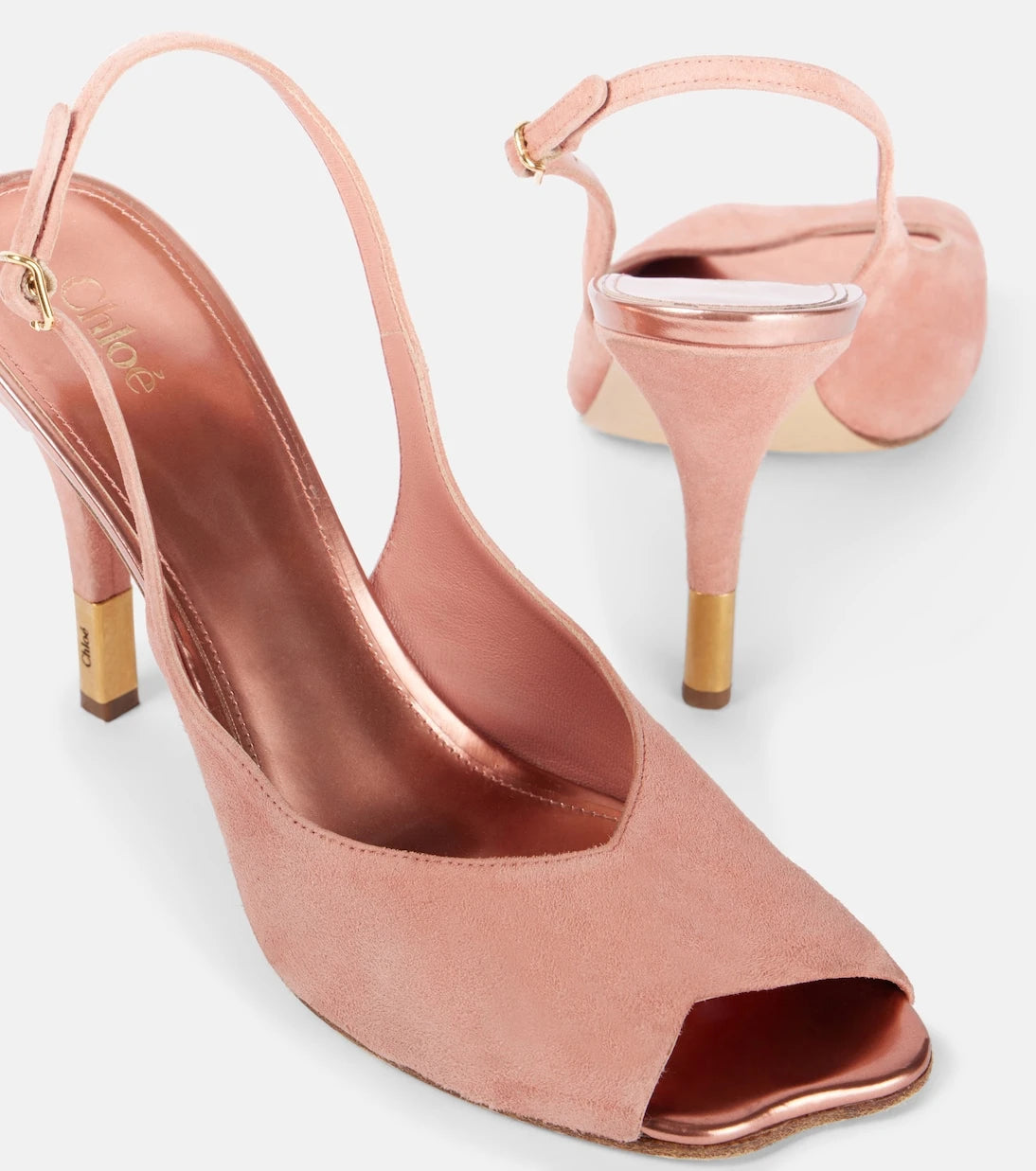 Chloé - Flower 95 suede peep-toe pumps