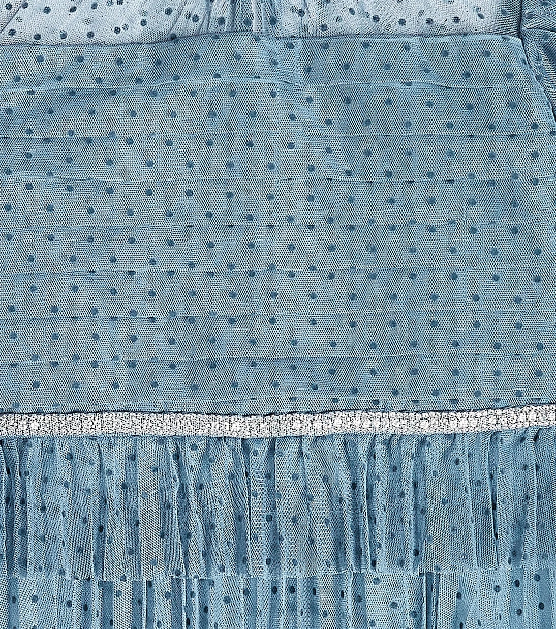 Self-Portrait Kids - Blue Dot mesh tiered dress