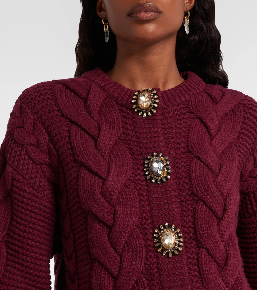 La DoubleJ - Portrait embellished wool-blend cardigan