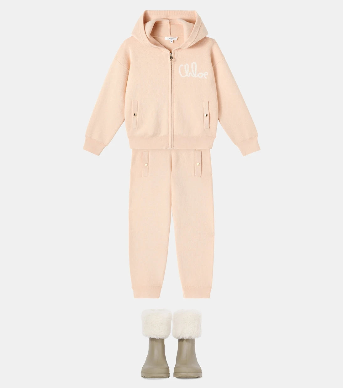 Chloé Kids - بنطال رياضي من القطن والصوف بشعار العلامة