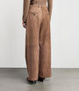 Brown Suede Lambskin Wide-Leg Trousers