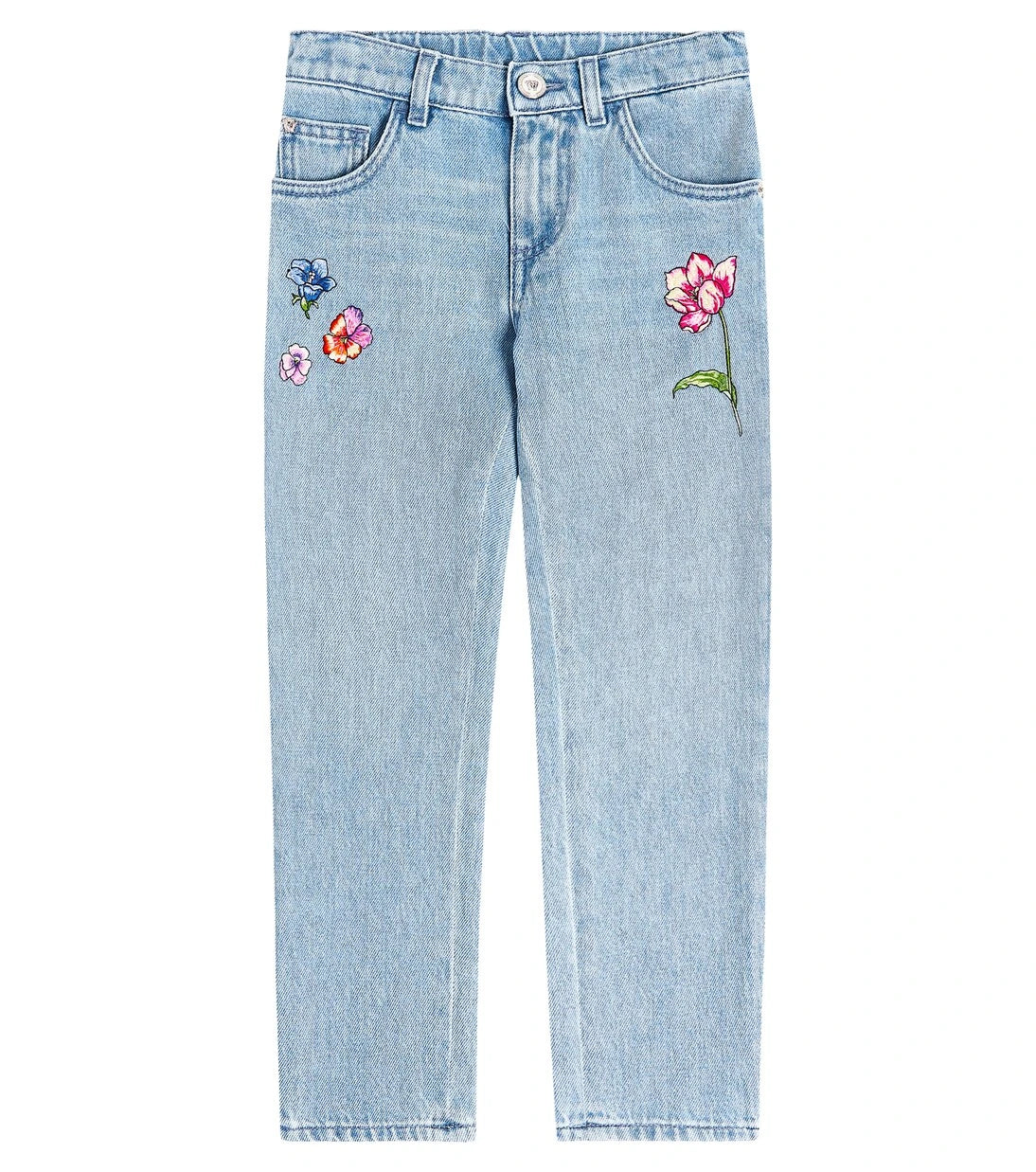 Versace Kids - Blossom embroidered tapered jeans