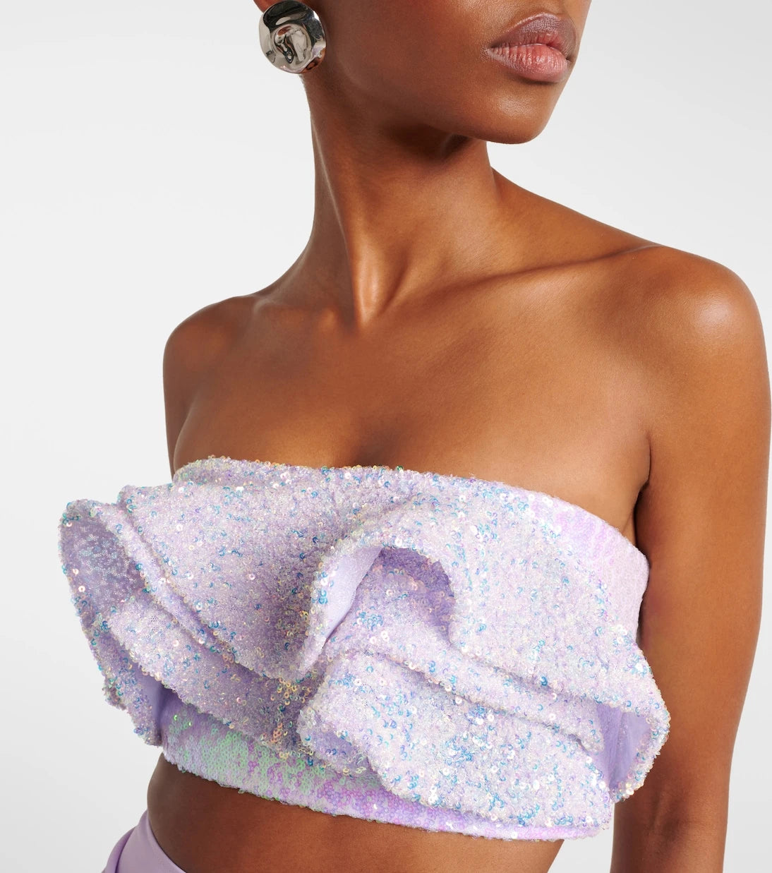 Maticevski - Together Wave ruffled sequined bandeau top