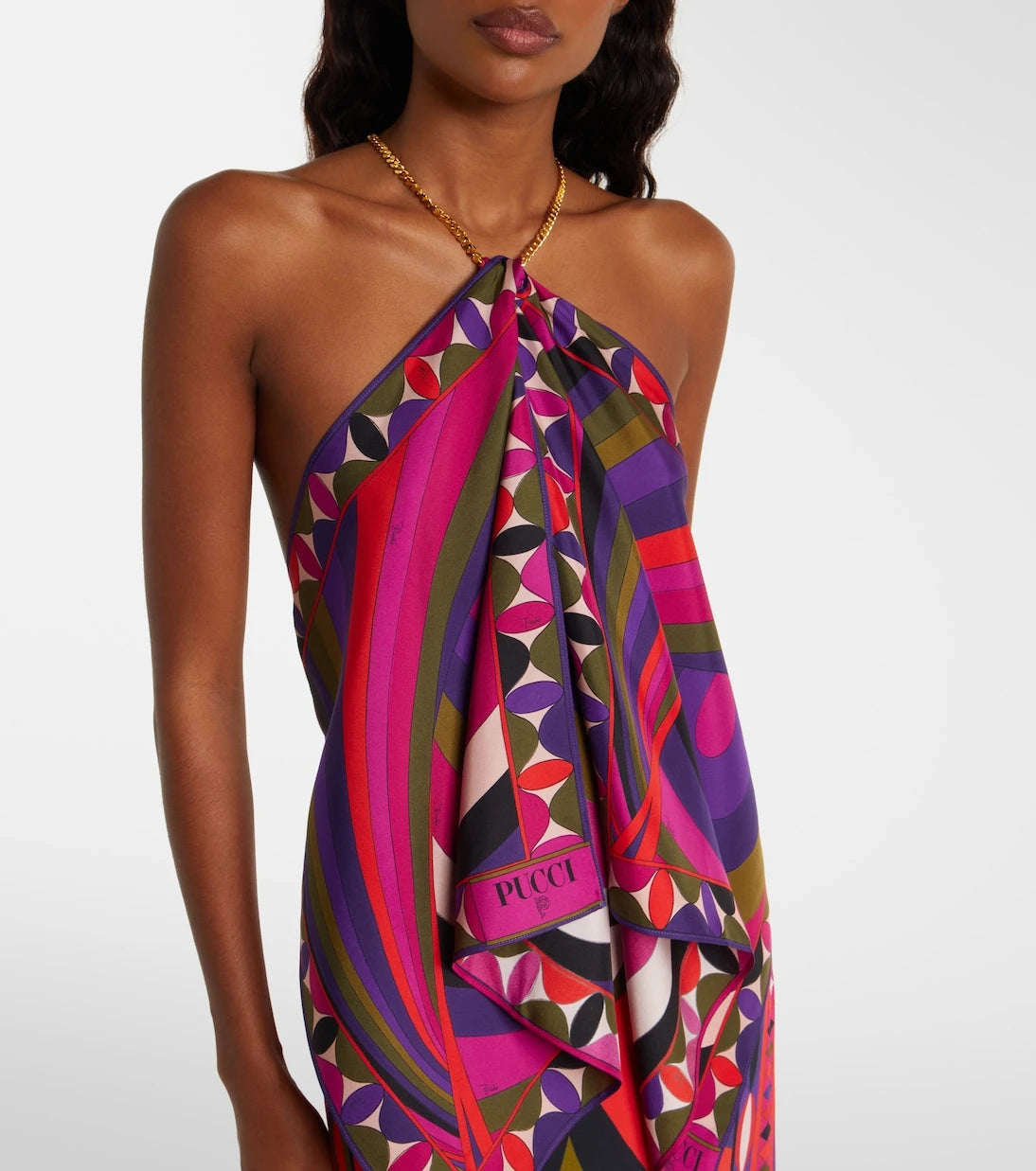 Pucci - Iride embellished silk twill top